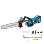 KATSU FIT-BAT 21V Cordless Electric Chainsaw 12-Inch with 4.0Ah Battery and Charger, Extra Chain and Manual Oil Pump, for Garden Trees Wood Cutting 102738B
