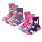 Heatwave Pack Of 6 Kids Thermal Socks Boys Girls Winter Boot Warm Sock Walking Thick Heavy Boot Cosy Hiking Gift, Unicorn 12/3 (7-10 Years)