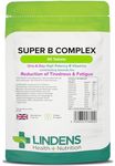 Lindens Super B Complex Vitamin Tablets - 90 Pack - with a Full Spectrum of B Vitamins and Vitamin C - Reduces Tiredness and Fatigue - UK Manufacturer, Letterbox Friendly