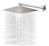 JAGGER JAG291 Ultra Slim Rain Shower with Shower Arm, Stainless Steel 304 Shower Head & Shower Rod, Lauxury Bathroom Celing Shower (SILVER [ CHROME FINISH ], 6 X 6 INCH [ HEAD ], 15 INCH [ ARM ])