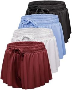 4 Pack Girls Butterfly Shorts Flowy Teen Dance Athletic Kids Skorts Skirts Tennis Cheer Preppy Activewear Running Youth Workout Summer Liner, 6-7