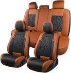 MINGBRON Leather Car Seat Covers,Car Seat Protector Waterproof,Seat Covers Full Set, Car Seat Protectors 5 Seats,Automotive Seat Covers Fit Most Cars Black&Brown