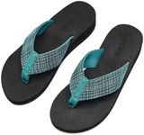 MEGNYA Womens Soft Vacation Ultralight Sandals, Cushioned Soft Arch Support Yoga Mat Sandals with Quick Drying Straps, Stability Open Teo Flip Flops Light-Weight Lake Blue Size 7