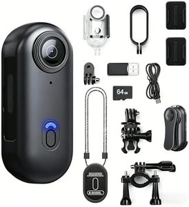 JETO Thumb Size 4K Action Camera, Wearable Mini Sports Camera with WiFi App, 150° Wide Angle, Waterproof Case, 128GB Card Included, Helmet & Bike Mount, Body Camcorder for Cycling, Hiking – Black