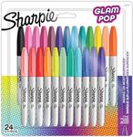 Sharpie Glam Pop Permanent Markers | Fine Point for Bold Details | Assorted Vibrant Colours | 24 Marker Pens