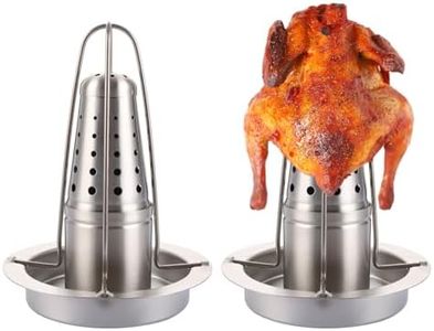 CYEER Soporte para Pollos de 2 Piezas, Soporte para Asar Pollos, asador de Pollos Grill, asador de Pollos con Bandeja recogegotas, asador de Pollos para barbacoas al Aire Libre