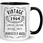 1964 60th Birthday Gift for Women Men 60 Birthday Coffee Mugs for Men 60 Year Old Birthday Gift 1964 60th Gifts Christmas Gifts for Mom,Dad,Wife,Husband,Friend Coffee Mugs 11oz