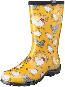 Sloggers Women's Splash Chicken Print Waterproof Rain Boot, Yellow, 06 US Size