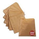 200 x Strung Kraft Paper Bags (12 x 12 inch) – Brown Paper Bags for Food, Lunch, Gifts, Groceries, Sandwiches & Takeaway | Greaseproof & Eco-Friendly Fruit Bag | Recyclable Extra Large Brown Bag