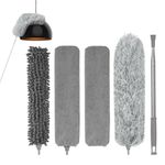 Vicloon Microfiber Duster, 7pcs Feather Duster, Chenille Duster Crevice Brush Dust Cleaner Long Handled Duster Reusable Bendable Washable Lightweight Dusters for Cleaning Roof, Ceiling Fan, Blinds