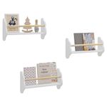 WOLTU Kids Wall Shelves Pack of 3 Floating Shelves Kids Bookshelf, Children’s Bookcase Wall Mounted Book Storage Unit, Toy Organiser Cloud Shape Nursery Wall Shelves, White, KR025ws45