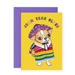 Central 23 Funny Dog Birthday Card for Women Men Him Her - 'Juan Year Older' - Dad Birthday Cards - Mum Birthday Card - Male Female - Funny Gifts for Friends - Comes With Fun Stickers