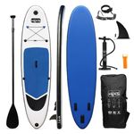 HIKS SUP Inflatable Stand Up Paddleboards, 6" Thick Paddleboard with Non-Slip EVA Deck, Adjustable Paddle, Air Pump, Removable Skeg Fin, Water Resistant Backpack, & Repair Kit - Big Blue, 10'6"