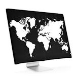 kwmobile Computer Monitor Cover Compatible with 27-28" Monitor - Travel Outline White/Black