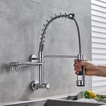 Aquieen Wall Mounted Pull Out Kitchen Sink Faucet (Sink Cock Spring Chrome)