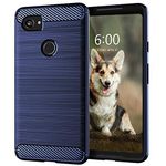 Google Pixel 2 XL Case,Slim Thin Soft Flexible TPU Rubber Gel Skin Silicone Lightweight Anti-Scratch Carbon Fiber Shock Absorption Protective Cases Cover for Google Pixel 2 XL (Brushed Blue)