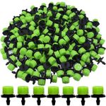 Kalolary 200Pcs 1/4Inch Adjustable Micro Drip Irrigation System Watering Sprinklers Anti-Clogging Emitter Dripper Green Garden Supplies