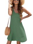 MISFAY Women's Summer Eyelet Casual T Shirt Dresses Beach Cover up Tank Sundresses,Dark Green,M