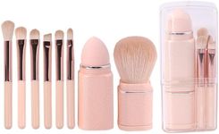 Ashintar 8 in 1 Makeup Brushes Set,Portable Beauty Tool Cosmetic Brushes Including Retractable Loose Powder Brush, Foundation Brush, Angled Brush, Eyeshadow Brush, Blending Brush, Lip Brush for Daily Makeup