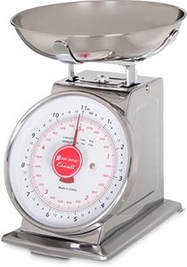 San Jamar Escali Pro MZR™ 11 lb Stainless Steel Mechanical Dial Scale with Bowl - 8"L x 8 1/2"W x 10"H