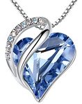 Leafael Infinity Love Heart Necklace, Birthstone Necklaces for Women with Healing Crystals, Allergy-Free Jewelry Gift for Women, Silver-Tone Pendant Necklace with Gift Box, 18+2 Inch Chain Extender