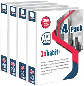 Inbabit Binder 1.5 Inch 3-Ring Binders with Label Holder for School Office Supplies D-Ring White View Binders Hold 250 Sheets & Fit 8.5"x11" for Letter Size Classic Collection (1.5Inch, 4Pack)
