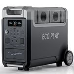 ECO PLAY Portable Power Station with Hand Truck, 3840Wh LiFePO4 Battery, 3H Fast Charging, 3300W AC Output, Expandable UPS Solar Generator for Camping, RV, Home Emergency, 3-10 Days Delivery