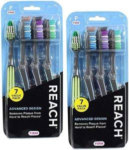 Reach Advanced Design Toothbrush, Firm Bristles for Hard to Places, Adult Toothbrush, Bulk 7 Count (Pack of 2) Total 14 Toothbrushes, Colors May Vary