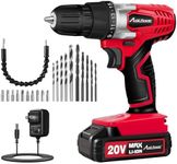 AVID POWER 20V MAX Lithium lon Cordless Drill Set, Power Drill Kit with Battery and Charger, 3/8-Inch Keyless Chuck, Variable Speed, 16 Position and 22pcs Drill Bits (Red)