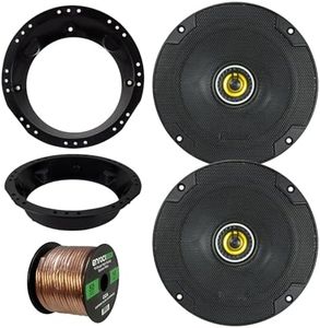 98-13 Harley Speaker Bundle: 2X Kicker CSC654 6.5" Inch 300 Watts 2-Way Black Car Stereo Coaxial Speakers Combo with Speaker Mounting Rings for Motorcycles, Enrock 50 Foot 16 Guage Speaker Wire