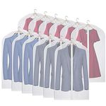 Kntiwiwo 12 PCS Clear Garment Bag 40 Inch Suit Bags for Storage Hanging Dust-Proof Clothes Cover Bag with Zipper for Suit, Coat, Dress Closet Clothes Storage - 24” x 40”