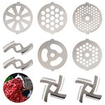 Liphontcta 9 Pcs Replaceable Meat Grinder Blades, Stainless Steel Food Meat Grinder Plate Discs/Grinding Blades, Suitable for Size 5 Stand Mixer and Meat Grinder