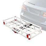 VEVOR 49.4 x 22.4 x 7.1 in Hitch Cargo Carrier, 500lb Capacity Trailer Hitch Mount Aluminum Cargo Basket, Luggage Carrier Rack Fits 2" Hitch Receiver for SUV Truck Pickup Camping