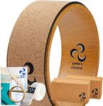 Cork Yoga Wheel, Cork Yoga Blocks - eBook & yoga strap included. Extra Firm High Density Yoga Bricks, Better Support, Natural & Eco-Friendly