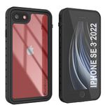 PunkCase for iPhone SE 2022 Waterproof Case [StudStar Series] [Slim Fit] [IP68 Certified] [Dirtproof] [Snowproof] 360 Full Body Armor Cover for iPhone SE (2022) (4.7") [Black]