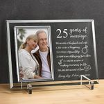 Unique Prints Design 25 years Anniversary for Couple or Parents Gifts, 25th Wedding Anniversary Picture Frame for Wife or Husband, Silver Anniversary Marriage Presents for Her or Him