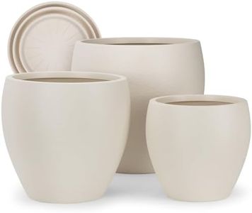 YNNICO Plant Pots 17.5/14.8/12.2 inch Set of 3, Flower Pots with Drainage Holes, Large Planters for Indoor Outdoor Garden Plants and Flowers. (Light Beige)