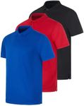 Real Essentials 3 Pack: Mens Polo Shirt Golf Quick Dry Fit Active Polo Shirts for Men Pocket Short Sleeve Button Collared Tees Tops Tennis Casual Lounge Clothes Clothing Apparel - Set 5, XL