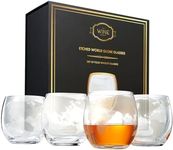 The Wine Savant Etched World Globe Glasses 10 oz -Set of 4, Wine, Whiskey, Scotch, Vodka Water or Juice Old Fashion Glasses, World Glasses Etched Globe