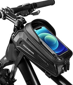 ROCKBROS Bike Phone Bag Bicycle Front Frame Bag Waterproof Top Tube Handlebar Bag Bike Phone Mount Bag EVA Cycling Accessories Pouch for iPhone 13 12 11 Below 6.8”