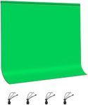 Green Screen Background for Photography, PULUZ Green Screen Sheet 6.6ft×6.6ft Green Screen Background Kit Cloth Fabric Curtain with 4 Clamps Backdrop for Video Recording, Photoshoot and YouTube