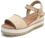 DREAM PAIRS Women's Open Toe Buckle Ankle Strap Espadrille Platform Wedge Sandals,Size 6.5,Natural-Raffia,DWUMPS2504