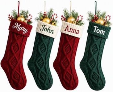 Personalized Christmas Stockings, Custom Name 18" Cable Knit Xmas Stocking
