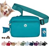 Puppington 3-in-1 Crossbody Bag & Dog Treat Pouch for Pet Training - Matching Poop Bags & Built-In Poop Bag Dispenser - Zippered Pockets - Dog Walking Bag for Office to Off-Leash (Lagoon Teal)