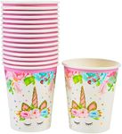 Lalantopparties Unicorn Theme Paper Cups, Unicorn Theme Disposable Paper Cups and Glass for Children Birthday Party, Theme Decoration, Tablewear and Cutlery Unicorn Theme (Pack of 10)