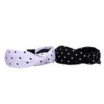 NNR_Girls_ Turban Knotted Korean Style Hair Bands_Polka dots Print_Set of 2 pcs_BLACK & WHITE POLKA DOTS