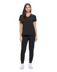 Natural Uniforms Womens Essential Cool Stretch Jogger Scrub Set (Black, Small)