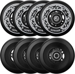 AOWISH 8-Pack Inline Skate Replacement Wheels 85A Outdoor Asphalt Formula Roller Blades Wheels Indoor Roller Blades Wheels with Bearings ABEC-9 & Floating Spacers (Black, 80mm)