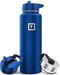 40 Oz (3 Lids) Insulated Water Bottle with Straw Lid - Vacuum Leakproof Double Walled Stainless Steel Flask for Hot & Cold Drinks - Sports Gym Travel Hydration Camping & Hiking Water Storage