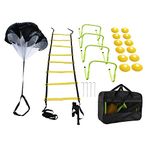 Speed & Agility Training Set - Includes Agility Ladder with Drawstring Bag, 12 Disc Cones, 4 Adjustable Hurdles, 4 Steel Stakes - Exercise Equipment To Boost Fitness, Coordination, Increase Speed, Footwork